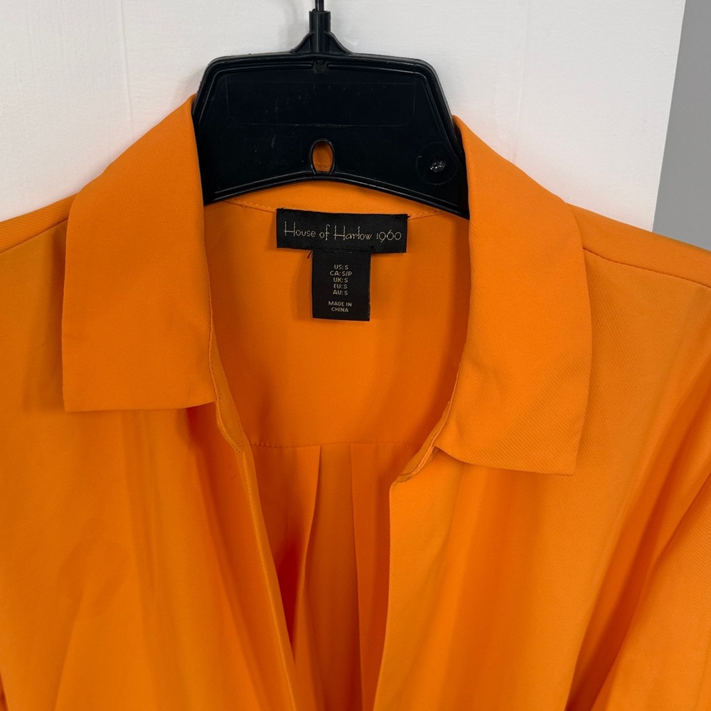 House of Harlow 1960 Like New Tangerine Orange Wrap Tie-Front Mini Dress S - Picture 5 of 8